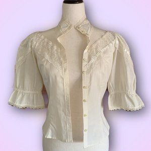 Vtg 70s Jessica McClintock Ivory Lace Gunne Sax Top XS(vintage jr size 5)